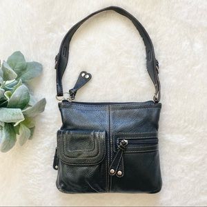 TIGNANELLO Small Black Leather Shoulder Bag